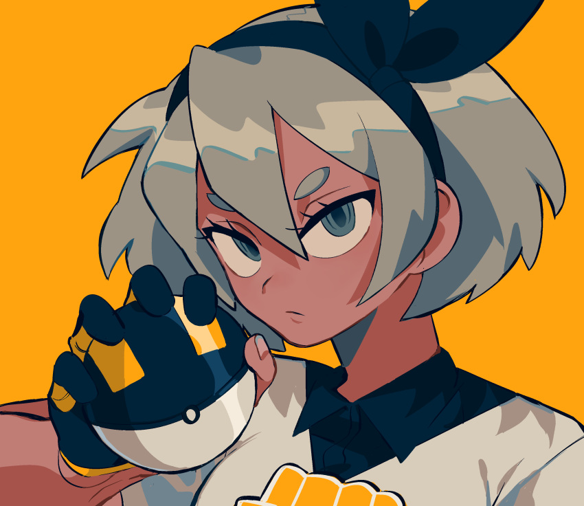 1girl, absurdres, bangs, bea_(pokemon), black_hairband, bow_hairband, closed_mouth, collared_shirt