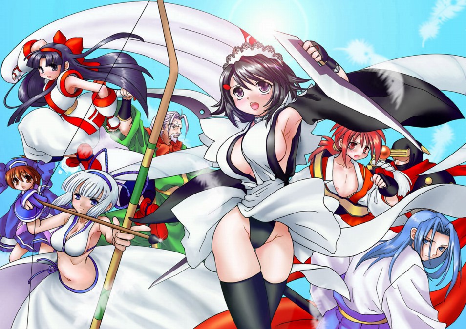 black_hair, blue_eyes, blue_hair, boy, hisame_shizumaru, iroha, long_hair, maid