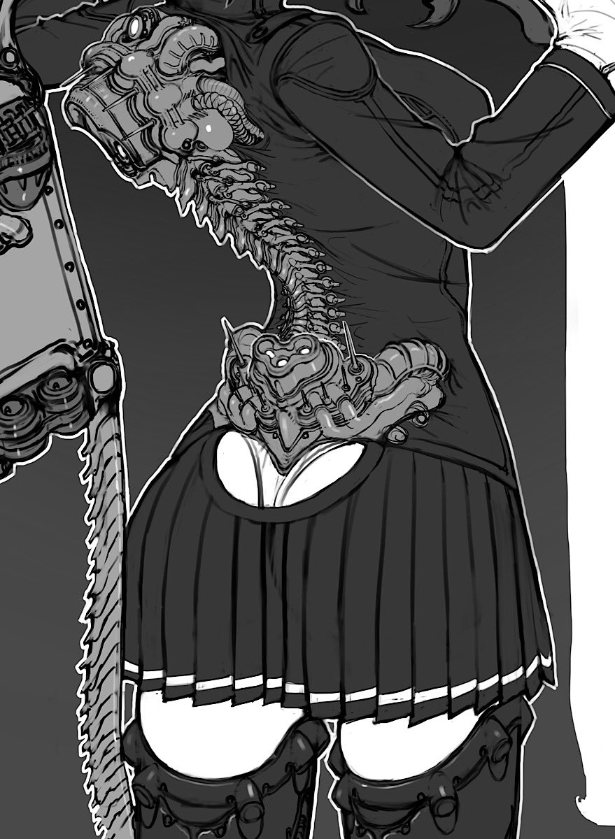 1girl, ass, back, clothing_cutout, covered_nipples, cropped, gloves, greyscale