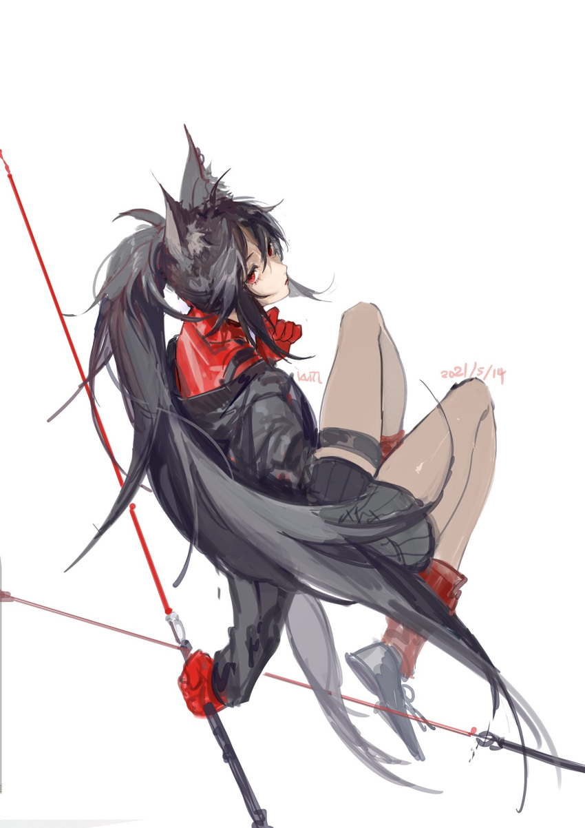 1girl, animal_ear_fluff, animal_ears, arknights, black_footwear, black_jacket, closed_mouth, dated