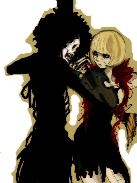 bad_id, black_hair, blonde_hair, brook, hat, hiroshi_kichi, one_piece, scar