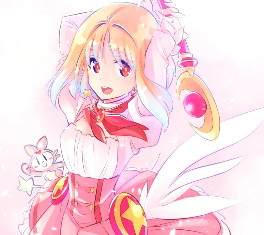 1girl, 1other, absurdres, akirara_(ishiyumi), arm_up, arms_up, blue_hair, bow