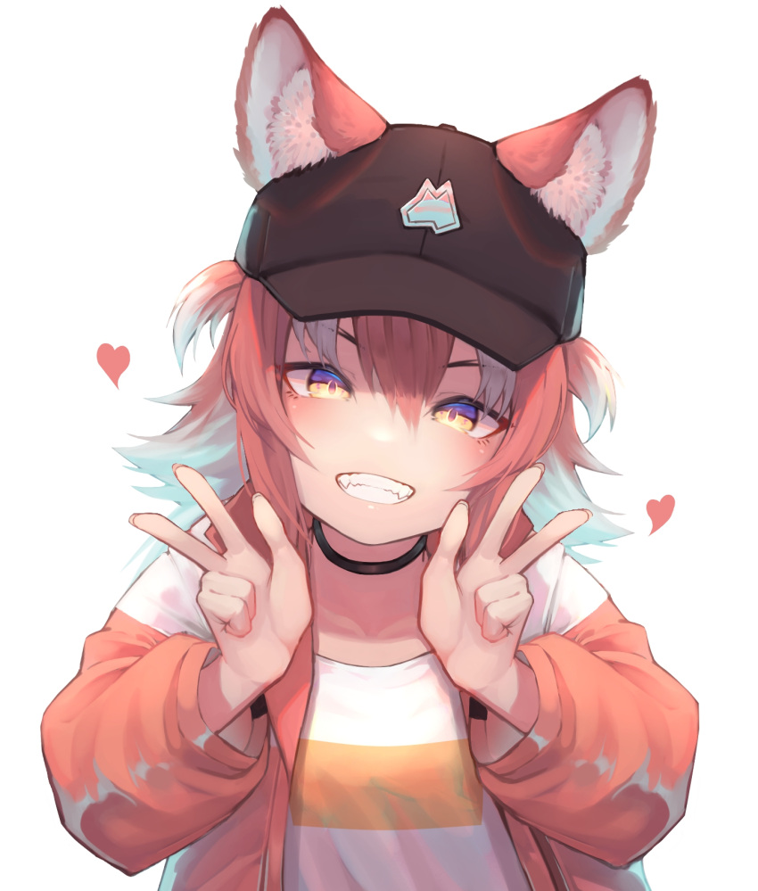 1girl, akuma_(st.takuma), animal_ear_fluff, animal_ears, bangs, black_headwear, choker, commentary