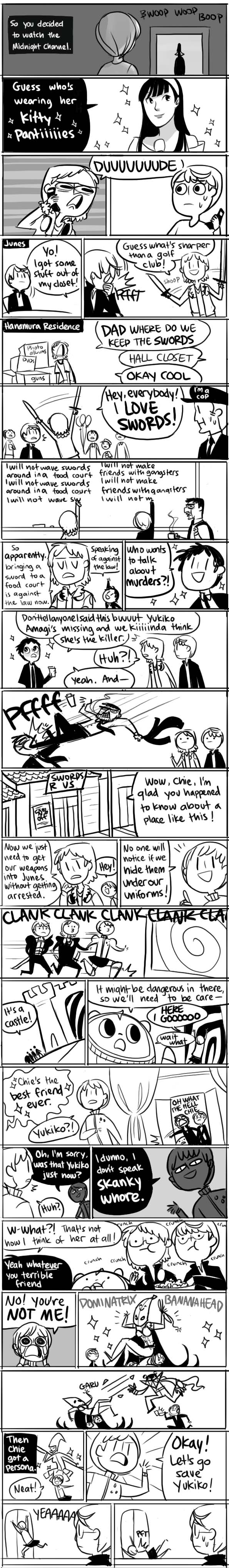 absurdres, adachi_tohru, adachi_tooru, amagi_yukiko, comic, dark_persona, doujima_ryoutarou, english