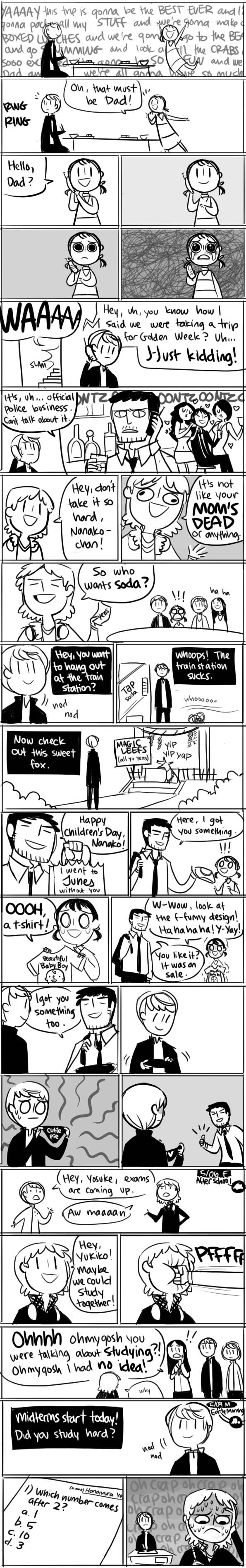 absurdres, adachi_tohru, adachi_tooru, amagi_yukiko, comic, doujima_nanako, doujima_ryoutarou, english