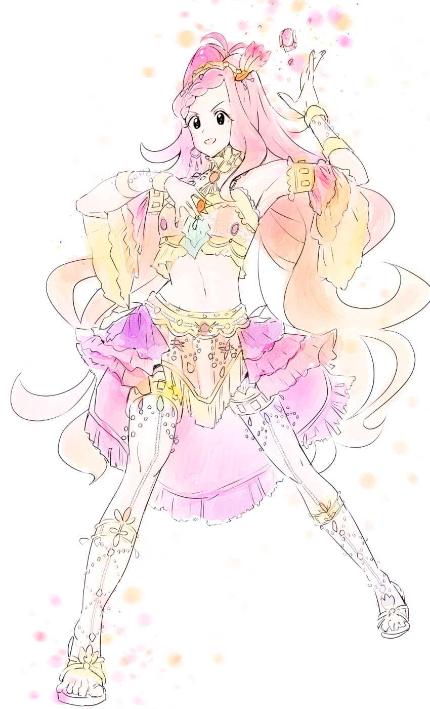 >:q, 1girl, aikatsu!_(series), aikatsu_friends!, antenna_hair, arm_cuffs, armpits, bare_shoulders
