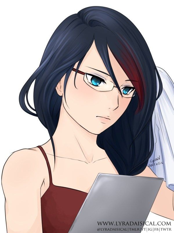 1girl, aqua_eyes, black_hair, collarbone, eyelashes, focus, frown, glasses