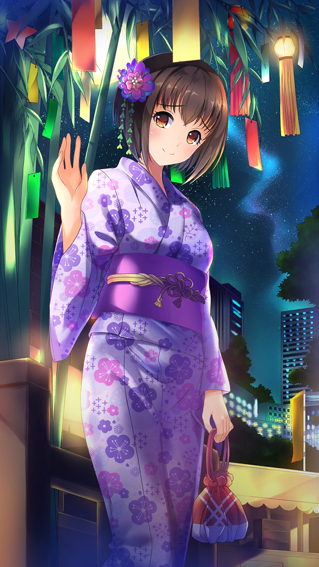 1girl, bangs, brown_hair, closed_mouth, doukyuusei, doukyuusei_another_world, eyebrows_visible_through_hair, floral_print