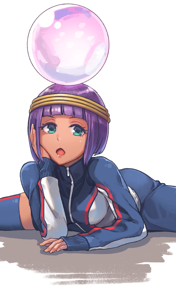 1girl, amados, arm_support, ass, bangs, blue_jacket, blue_legwear, blue_shorts
