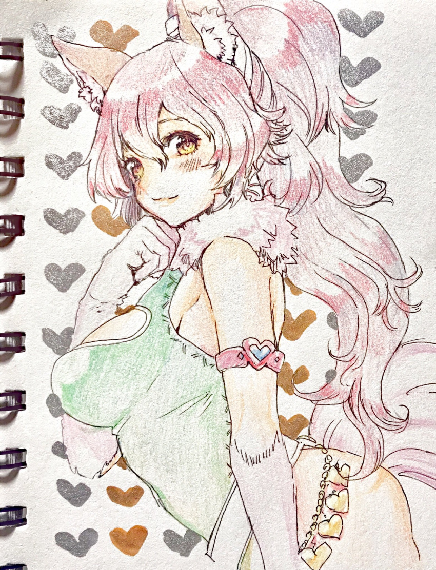 1girl, animal_ears, breasts, cat_ears, cat_tail, cleavage_cutout, closed_mouth, clothing_cutout