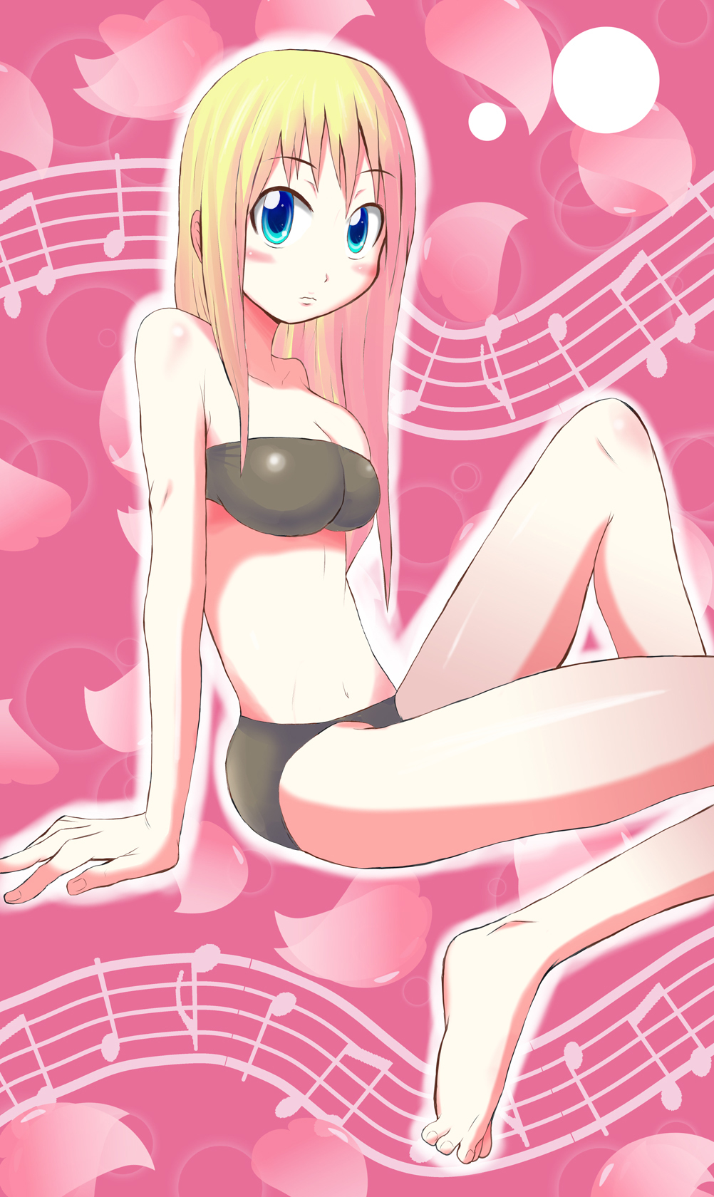 blonde_hair, blue_eyes, highres, long_hair, nnn, original, solo, swimsuit