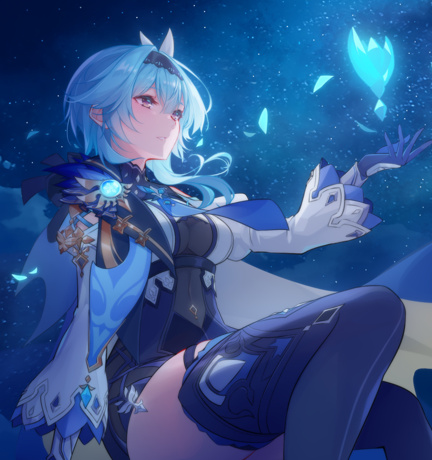 1girl, bangs, blue_footwear, blue_gloves, blue_hair, bodystocking, boots, breasts