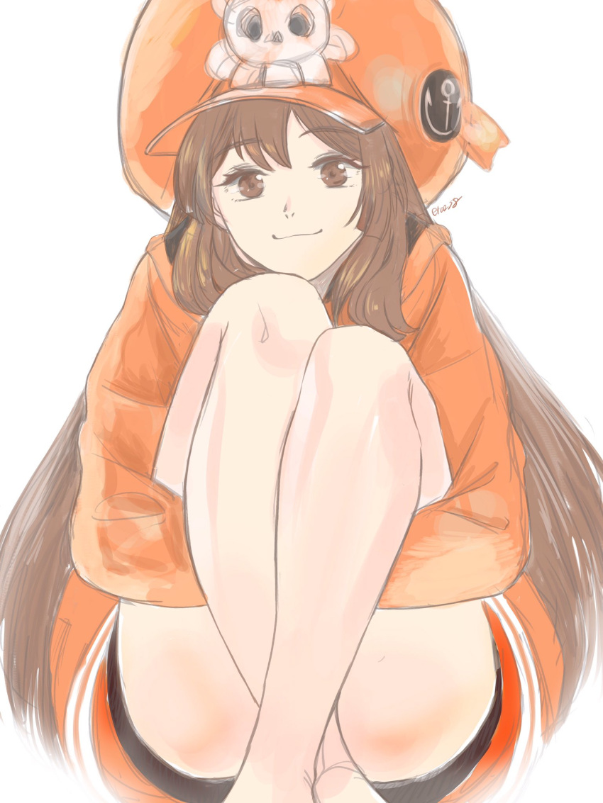 1girl, anchor, brown_eyes, brown_hair, closed_mouth, guilty_gear, hat, highres