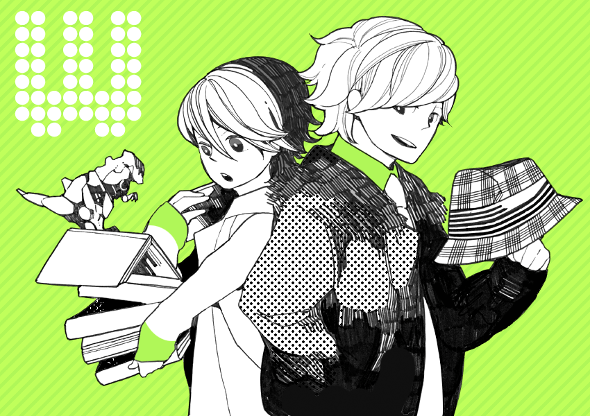 2boys, bad_id, bad_pixiv_id, fang_memory, green_theme, hat, hidari_shoutarou, kamen_rider