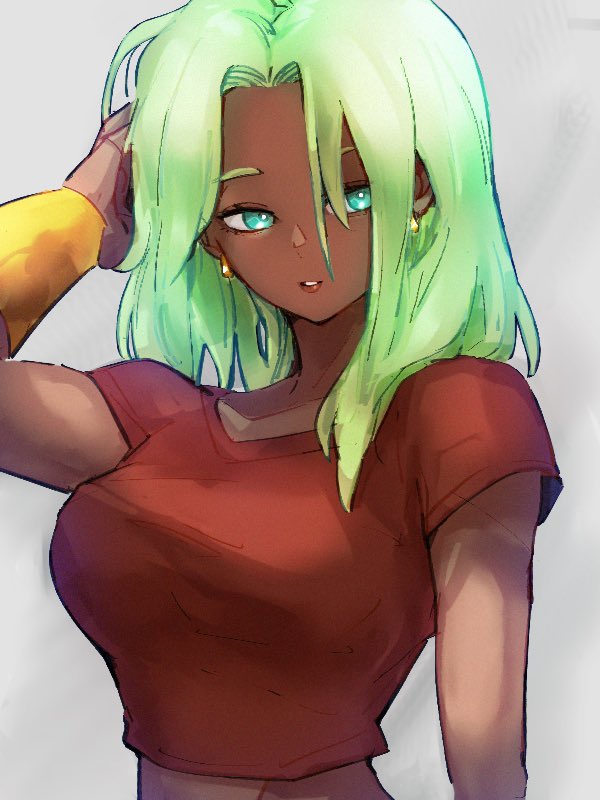 1girl, aqua_eyes, breasts, dark-skinned_female, dark_skin, dragon_ball, dragon_ball_super, earrings