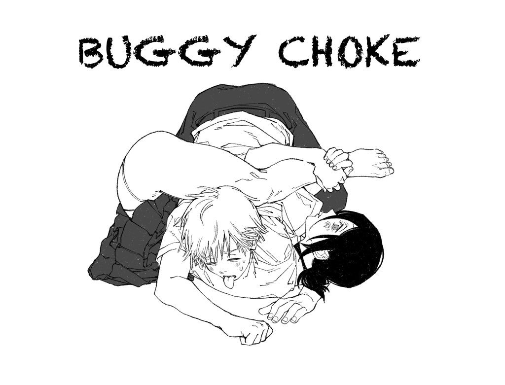 1boy, 1girl, chainsaw_man, denji_(chainsaw_man), martial_arts, monochrome, reze_(chainsaw_man), simple_background