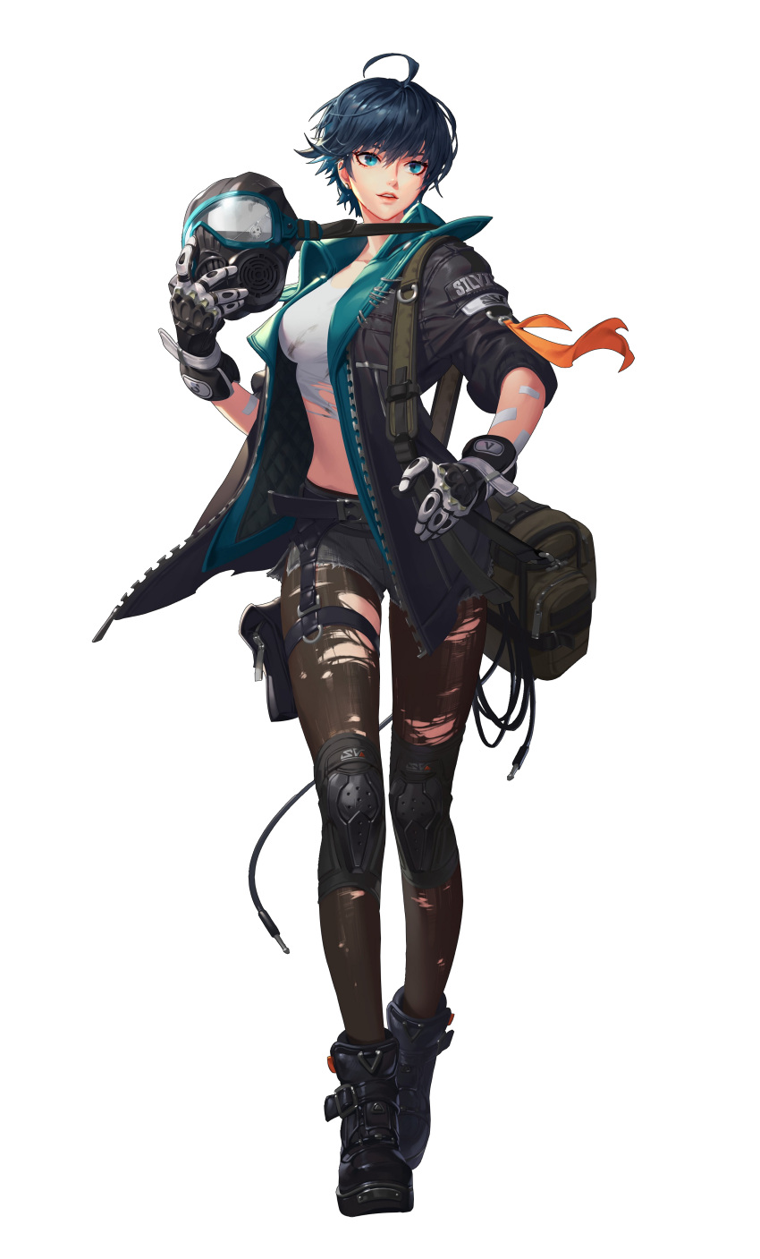 1girl, absurdres, ahoge, aqua_eyes, bangs, belt, black_belt, black_footwear