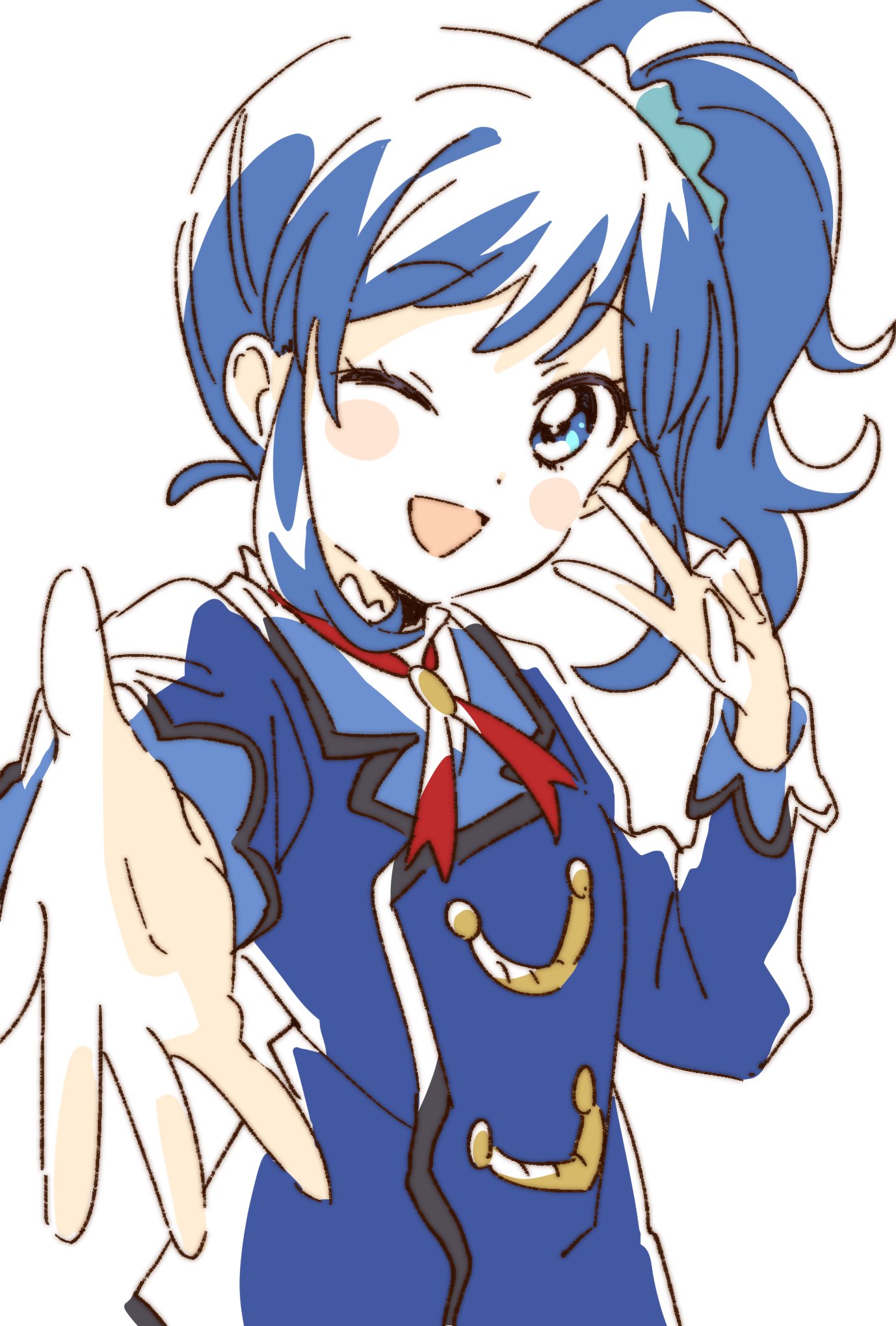 1girl, ;d, aikatsu!, aikatsu!_(series), blazer, blue_eyes, blue_hair, blue_jacket