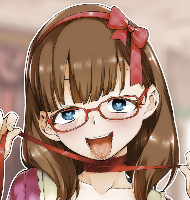 1girl, akitsuki_itsuki, blue_eyes, blurry, blurry_background, blush, bow, bow_hairband