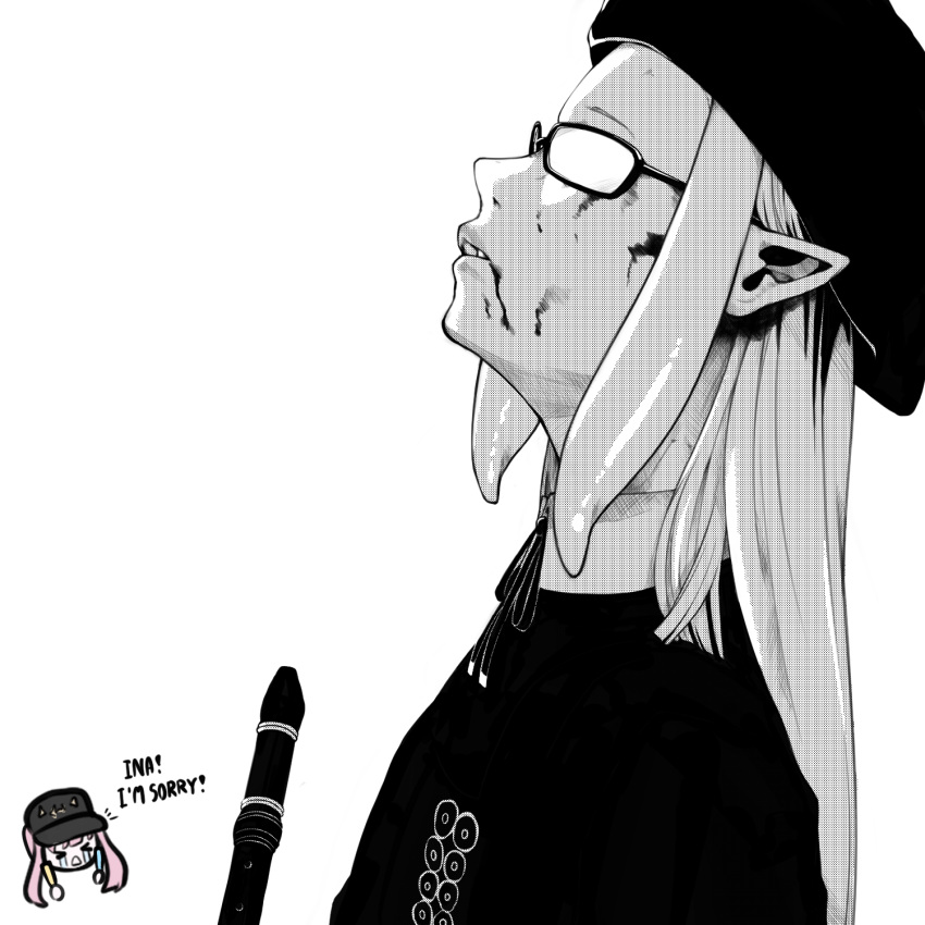 >_<, 2girls, beret, blood, blood_on_face, chibi, chibi_inset, collared_shirt