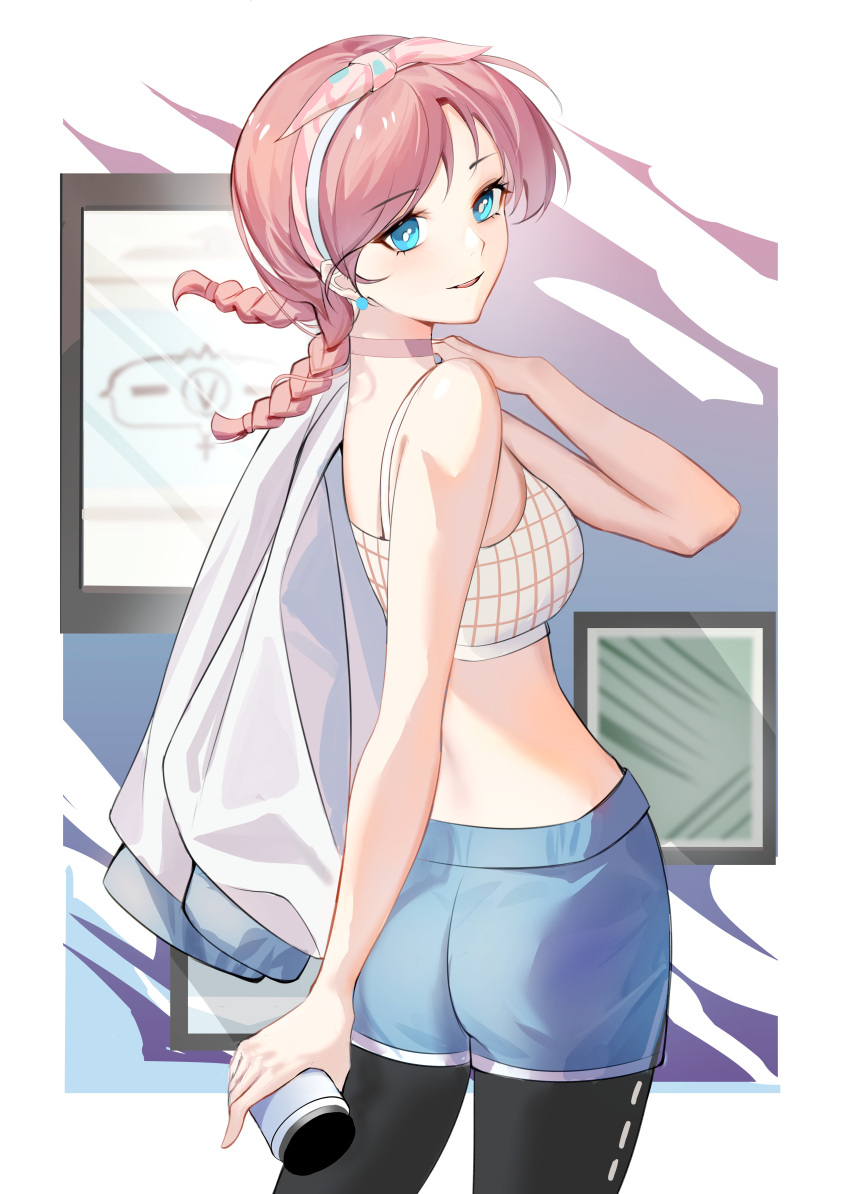 1girl, absurdres, arknights, bangs, bare_shoulders, black_pants, blue_eyes, blue_poison_(arknights)