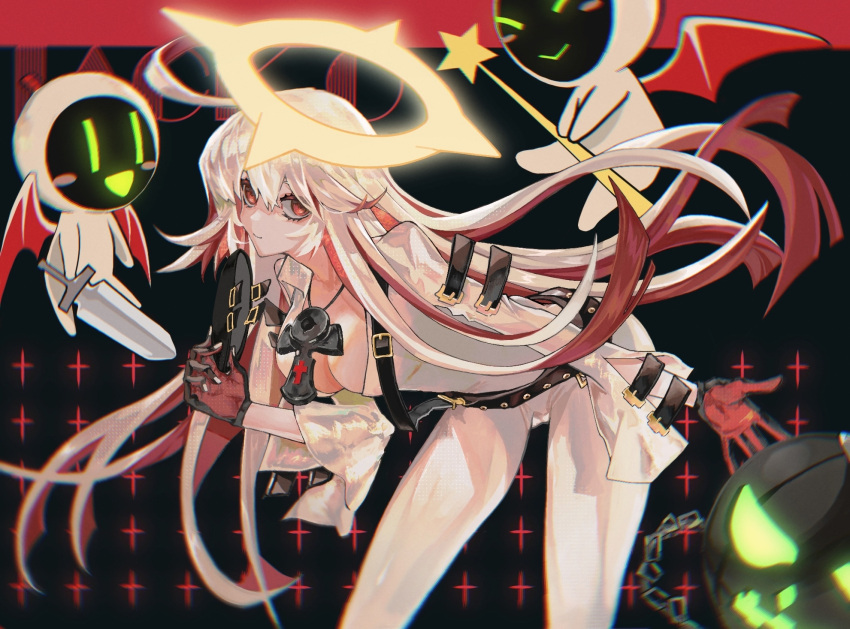 1girl, ankh, bangs, belt, bodysuit, gloves, guilty_gear, guilty_gear_xrd