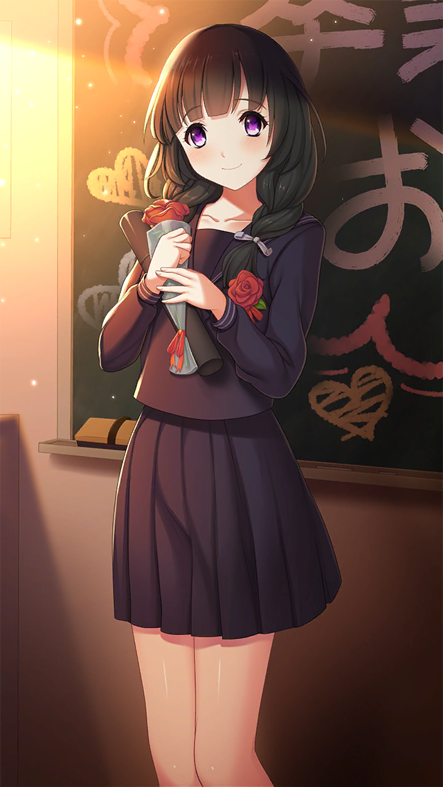 1girl, bangs, black_hair, black_sailor_collar, black_shirt, black_skirt, chalkboard, closed_mouth