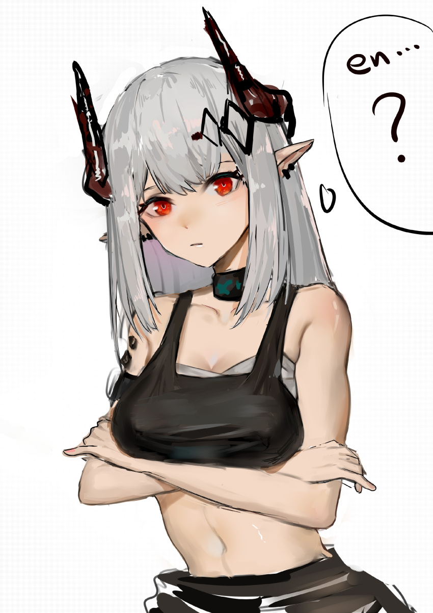 1girl, absurdres, arknights, bangs, bare_arms, bare_shoulders, black_choker, breasts