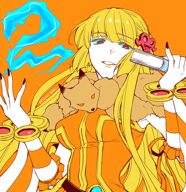 1girl, animal_around_neck, bangle, bangs, belt, bio_lab, black_belt, blonde_hair