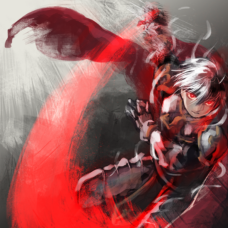 1boy, armor, bangs, bergamot_honda, bio_lab, breastplate, cape, closed_mouth