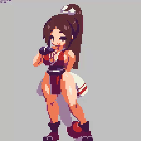 1girl, 2019, animated, animated_gif, dated, fatal_fury, king_of_fighters, pixel_art, sakuemon, shiranui_mai, solo, tagme, the_king_of_fighters, twitter_username