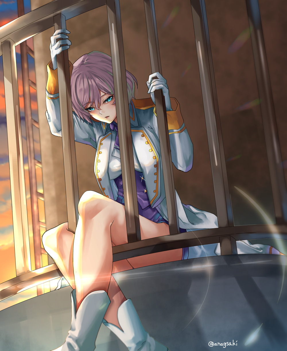 1girl, aona_(anagasaki), bangs, blue_eyes, gloves, gridman_universe, highres, jacket