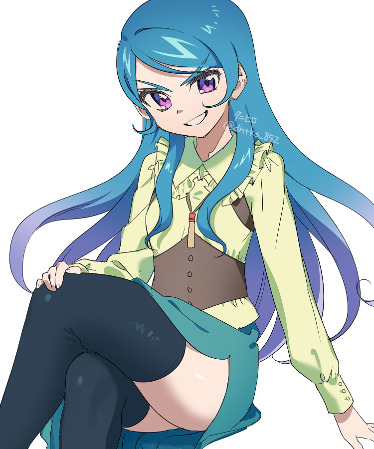 1girl, blue_hair, dntks_852, kamijou_haruka, long_hair, yuu-gi-ou, yuu-gi-ou_sevens