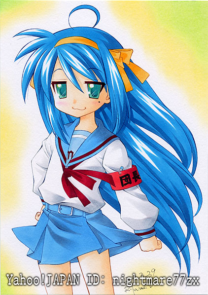 1girl, ahoge, blue_hair, cosplay, green_eyes, hair_ribbon, hairband, hirano_aya