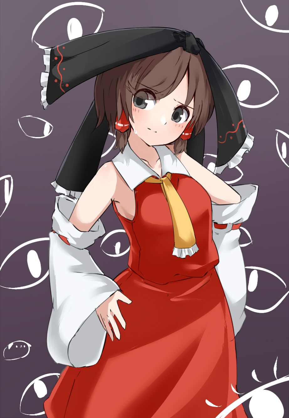 1girl, bangs, black_bow, black_eyes, blush, bow, breasts, brown_hair