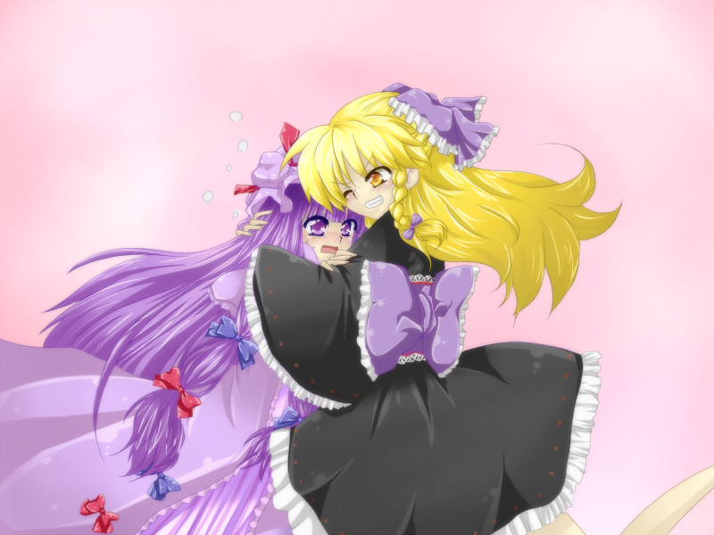 alternate_costume, bad_id, blonde_hair, blush, braid, frills, grin, hair_ribbon