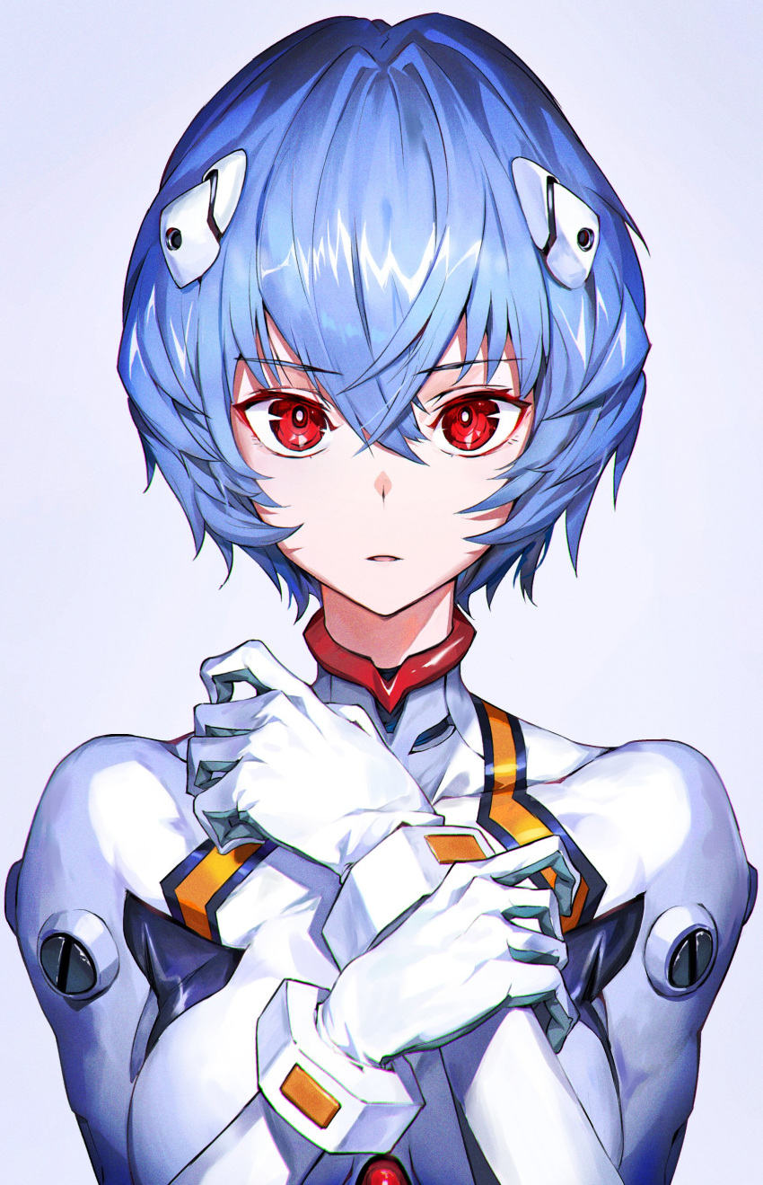 1girl, absurdres, ayanami_rei, bangs, blue_hair, bodysuit, commentary_request, eyebrows_visible_through_hair