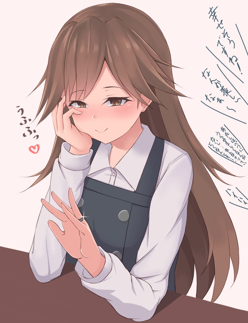1girl, 88942731ne, arashio_(kancolle), black_dress, blush, brown_eyes, brown_hair, dress