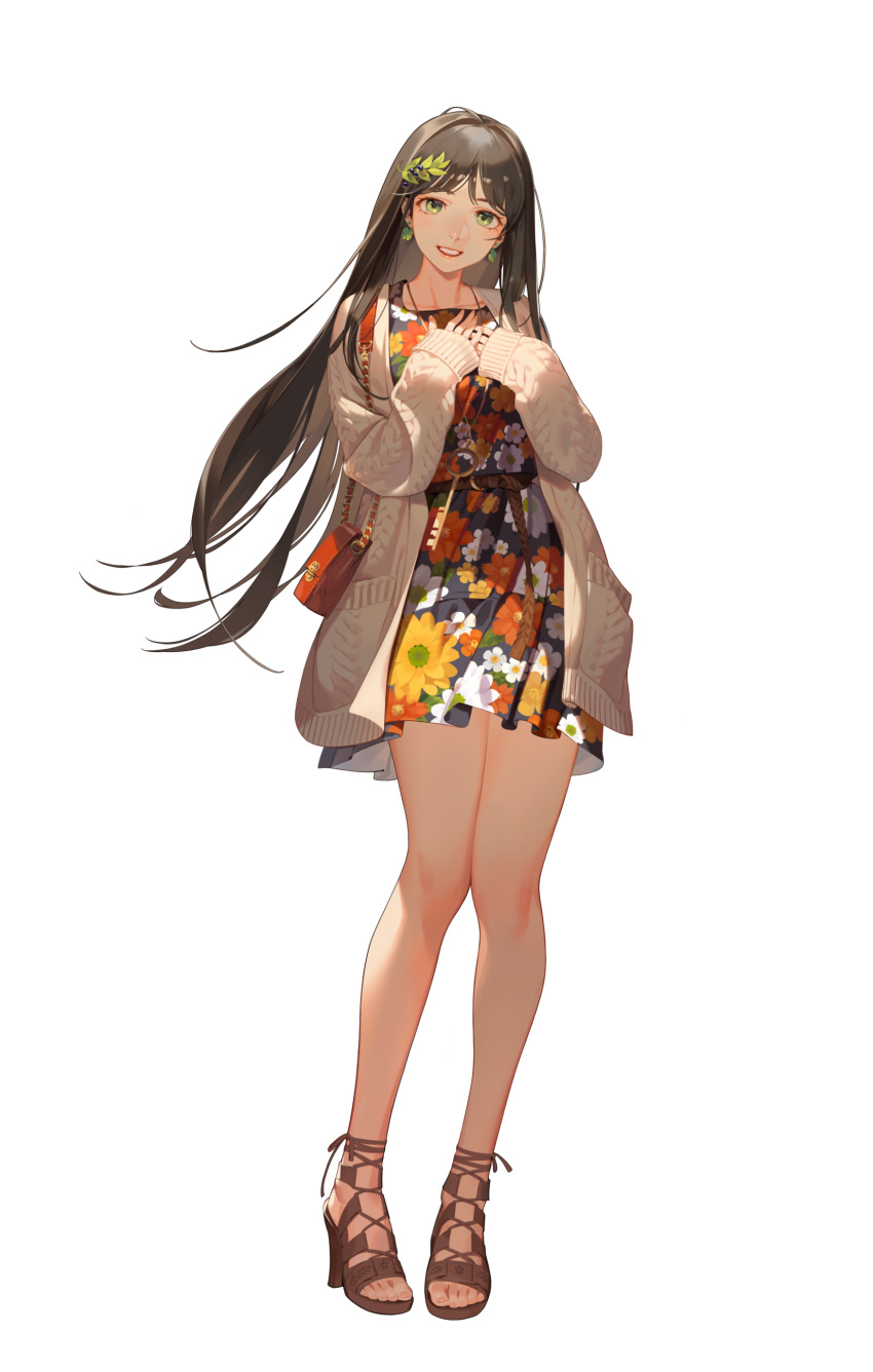 1girl, absurdres, bag, bangs, belt, black_survival, brown_belt, brown_footwear