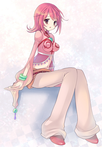 annie_barrs, annie_barrs_(cosplay), bad_id, bellbottoms, bracelet, brown_eyes, cheria_barnes, cosplay