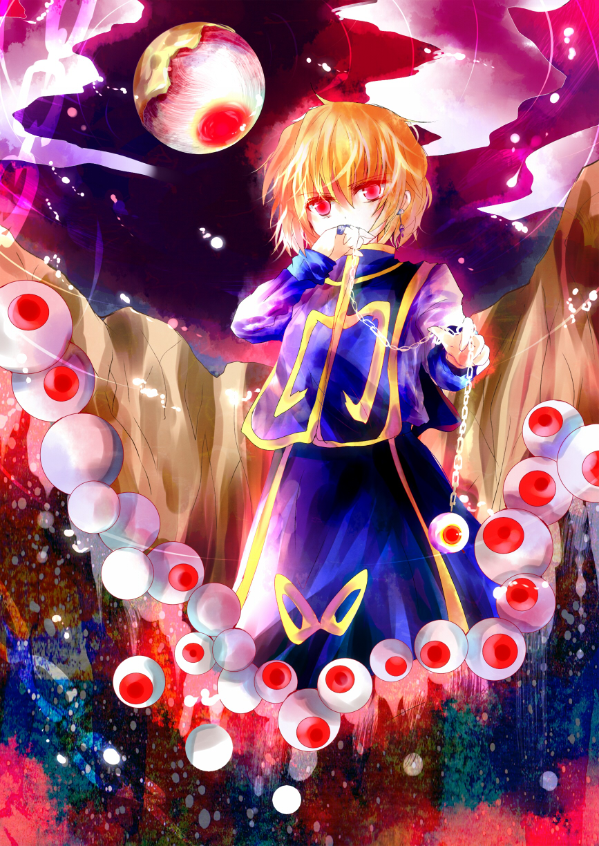 bad_id, blonde_hair, chain, chains, colorful, eyeball, highres, hunter_x_hunter