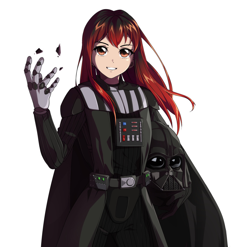 absurdres, cosplay, darth_vader, darth_vader_(cosplay), epic_fail_project, epica-chan, erica_naito, highres, mechanical_arms, mechanical_parts, original, redhead, self_upload, single_mechanical_arm, star_wars