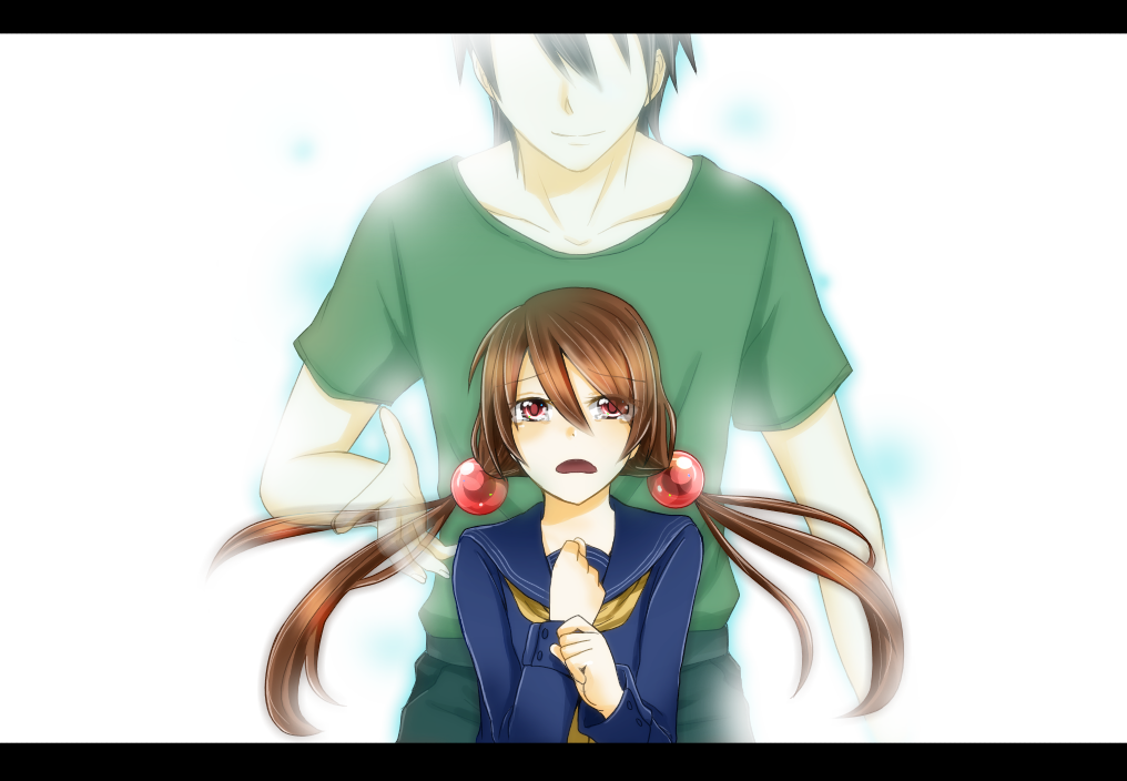 1boy, 1girl, black_hair, brown_hair, corpse_party, corpse_party_(pc-98), corpse_party_if, ghost