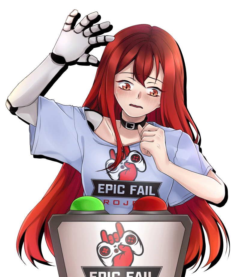 1girl, animated, animated_gif, arm_up, bare_shoulders, blush, choker, epic_fail_project