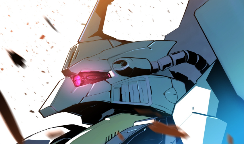 armor, dijeh, glowing, glowing_eye, gundam, horns, kuri_giepi, mecha