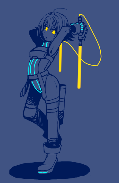 amenon, blue, dirge_of_cerberus_final_fantasy_vii, final_fantasy, final_fantasy_vii, gloves, glowing, orange
