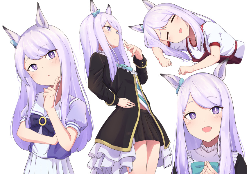 1girl, :d, absurdres, anchobi, animal_ears, apron, black_jacket, black_skirt