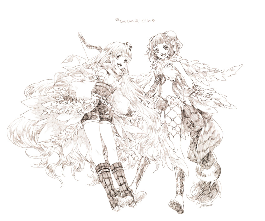 2girls, bangle, bangs, belt, boots, bow, bow_(weapon), bracelet