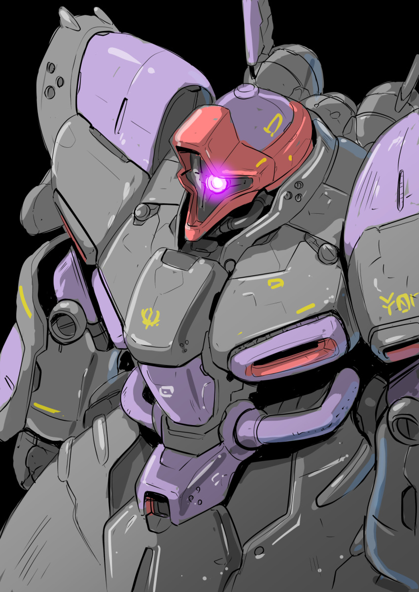 black_background, dreissen, gatakk, glowing, glowing_eye, gundam, gundam_zz, highres