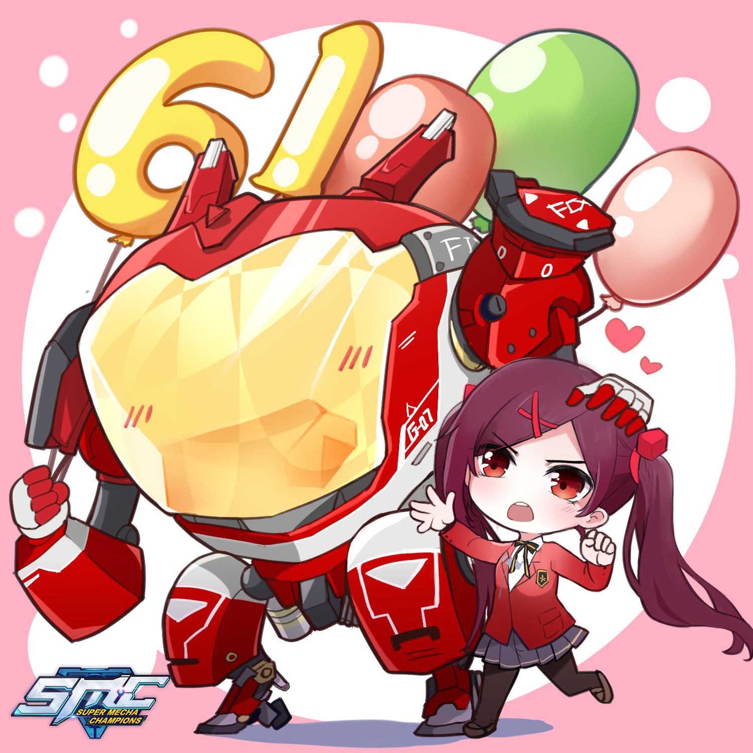 1girl, balloon, black_hair, blush, chibi, children's_day, eyebrows_visible_through_hair, firefox_(smc)